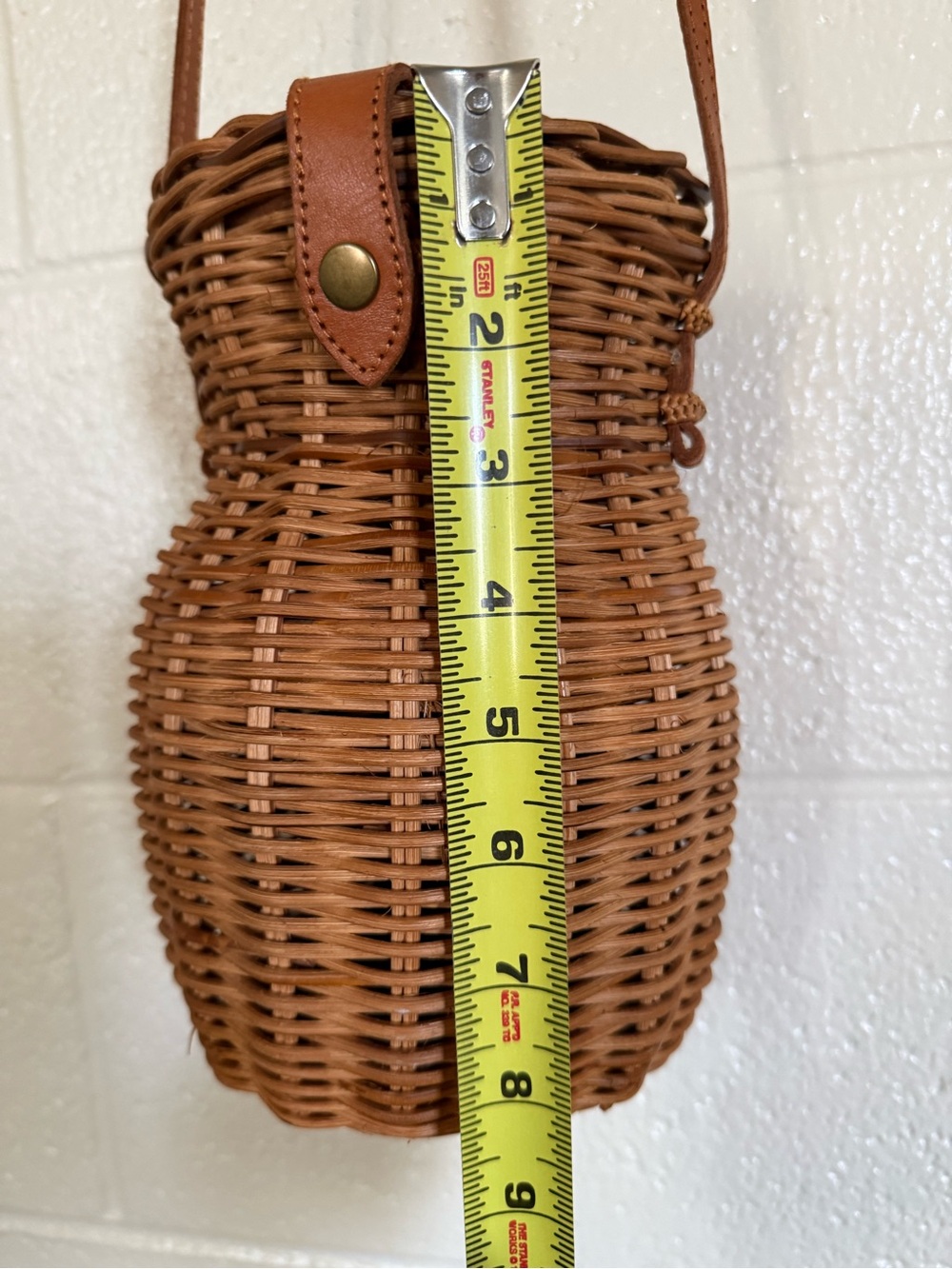 Honeypot Wicker Crossbody Bag Basket Leather Strap - Picture 9 of 9
